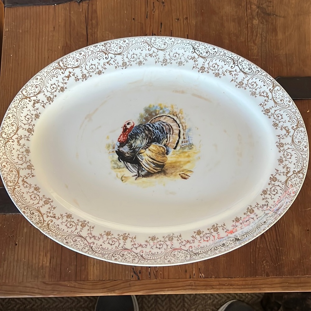 Vintage Knowles Turkey Platter with 22k gold